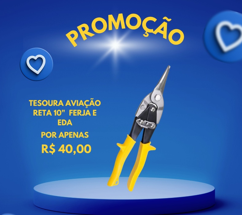 Tesoura de aviação com corte reto