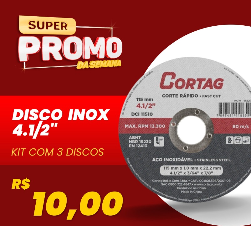 Disco para corte de aço inoxidável